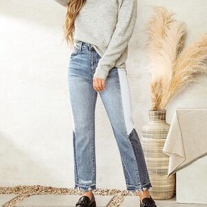 VERVET Buckle Tallulah Skye Ultra High Rise Straight Leg Patchwork Jeans Size 28